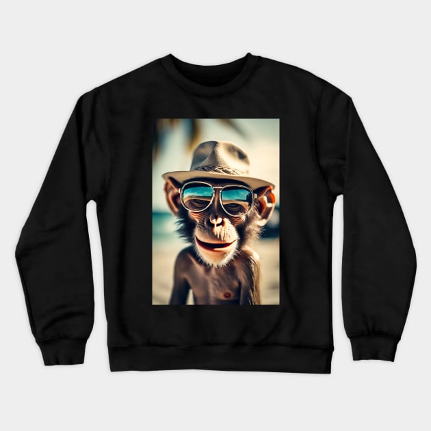 Funny monkey Crewneck Sweatshirt by helintonandruw